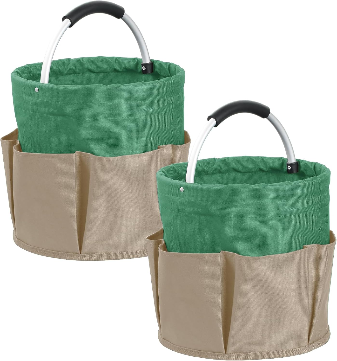 17L Cleaning Caddy with Handle and 6 Pockets, Foldable Cleaning Supply Caddy, Portable Shower Caddy in 600D Oxford Fabric, Multifunctional Storage Basket for Camping, Gardening, Black