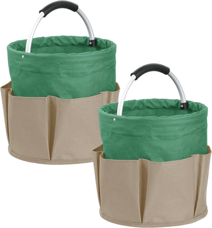 17L Cleaning Caddy with Handle and 6 Pockets, Foldable Cleaning Supply Caddy, Portable Shower Caddy in 600D Oxford Fabric, Multifunctional Storage Basket for Camping, Gardening, Black