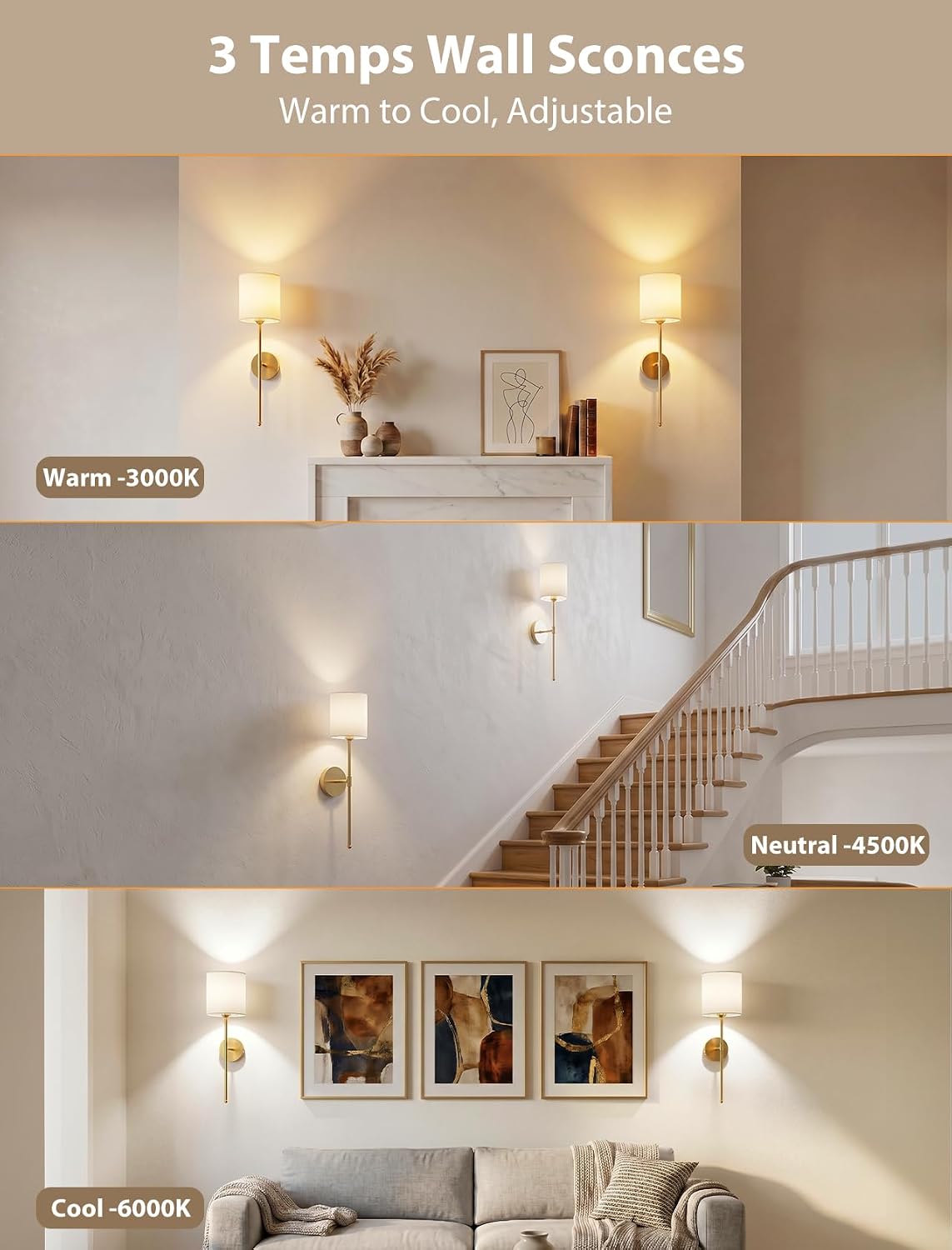 Wall Sconces Set of Two Rechargeable Cordless Wall Decor with Magnetic Bulb