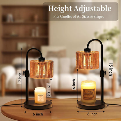 FINCMY Candle Warmer Lamp with Timer, Adjustable Height Candle Wax Warmer Candle Lamp Warmer for Jar Candles, Home Decor House Warming Gifts Compatible with Various Candles (Linen)