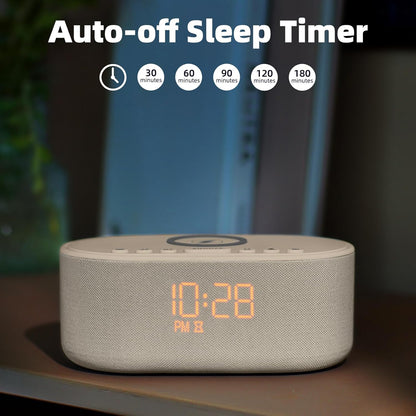 Odokee Sound Machine Alarm Clock for Bedrooms with Wireless Charging - Putty