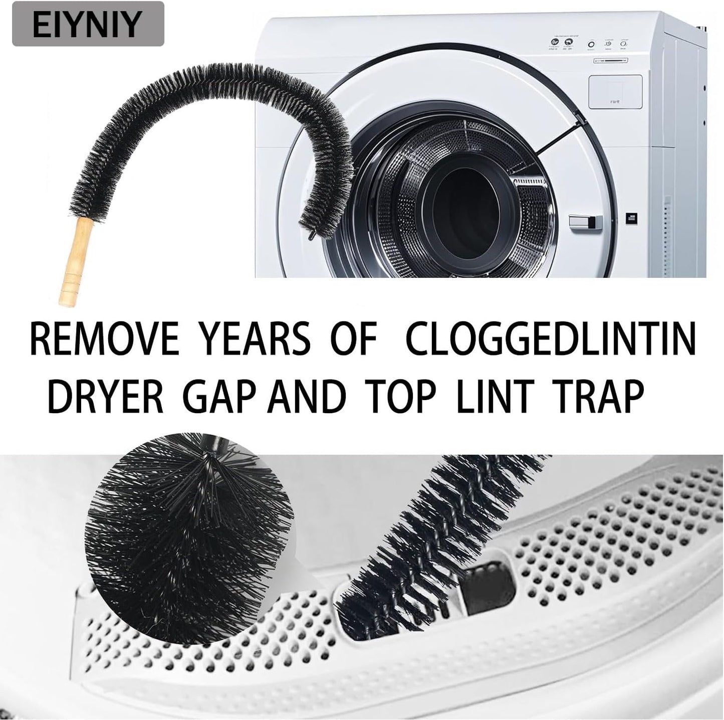 Dryer Cleaner Vent Brush Long Flexible Dryer Vent Cleaner with Wood Handle and Refrigerator Condenser Coil Brush Long Flexible Refrigerator Coil Cleaning Brush (EY-008)