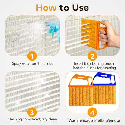 4 Pcs Blind Cleaner Duster Tool,Blind Dusters for Cleaning,7 Finger Dusting Cleaner Tool for Window & Air Conditioner,Window Blinds Cleaner Microfiber Washable