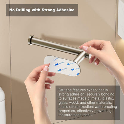 Voldra Toilet Paper Holder with Shelf, Flushable Wipes Dispenser for Bathroom, Adhesive Toilet Paper Roll Holder with Storage Wall Mount Stick On Bathroom Tissue Holder Front Flip Design (Matte Black)