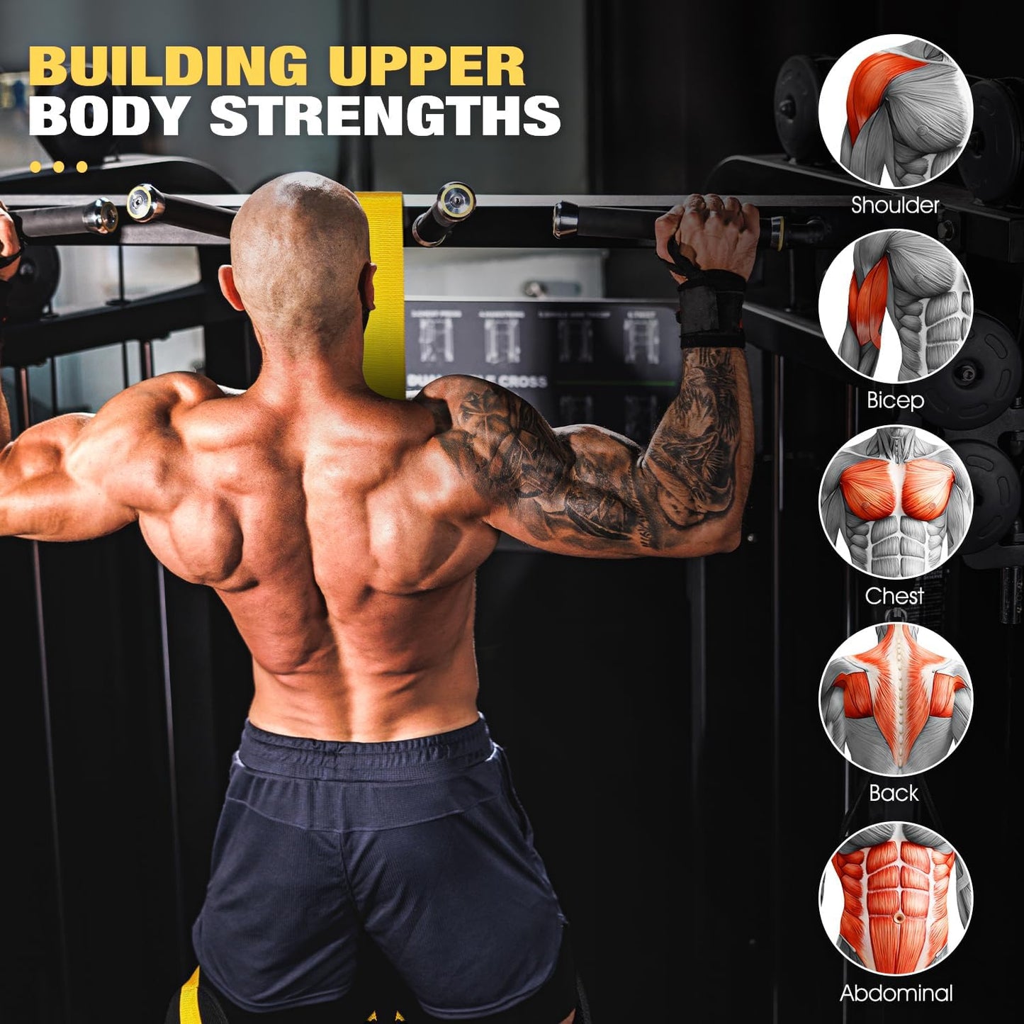 HPYGN Two Foots Pull Up Assistance Bands, Heavy Duty Resistance Band for Pull Up Bar, Adjustable Weight/Size with Fabric Feet/Knee Rest, Bands for Pull Up Assist for Strength Training, Pull Up