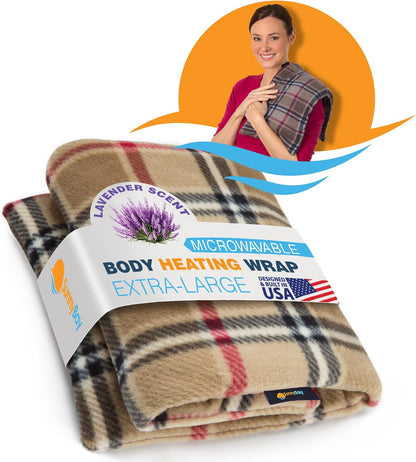 SunnyBay Extra Large Microwave Heating Pad, Microwavable Heavy Weighted Full Body Moist Hot Pack and Washable Fleece Cover, 10x24 Inches, 2.8 lbs, Navy Blue
