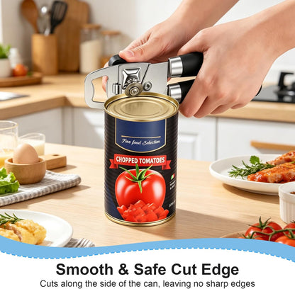 Can Opener Manual Heavy Duty Stainless Steel | with Magnetic Lid Lifter, Sharp Cutting Wheel, Soft Ergonomic Handle, Oversized Turn Knob, Multifunctional Kitchen Tool