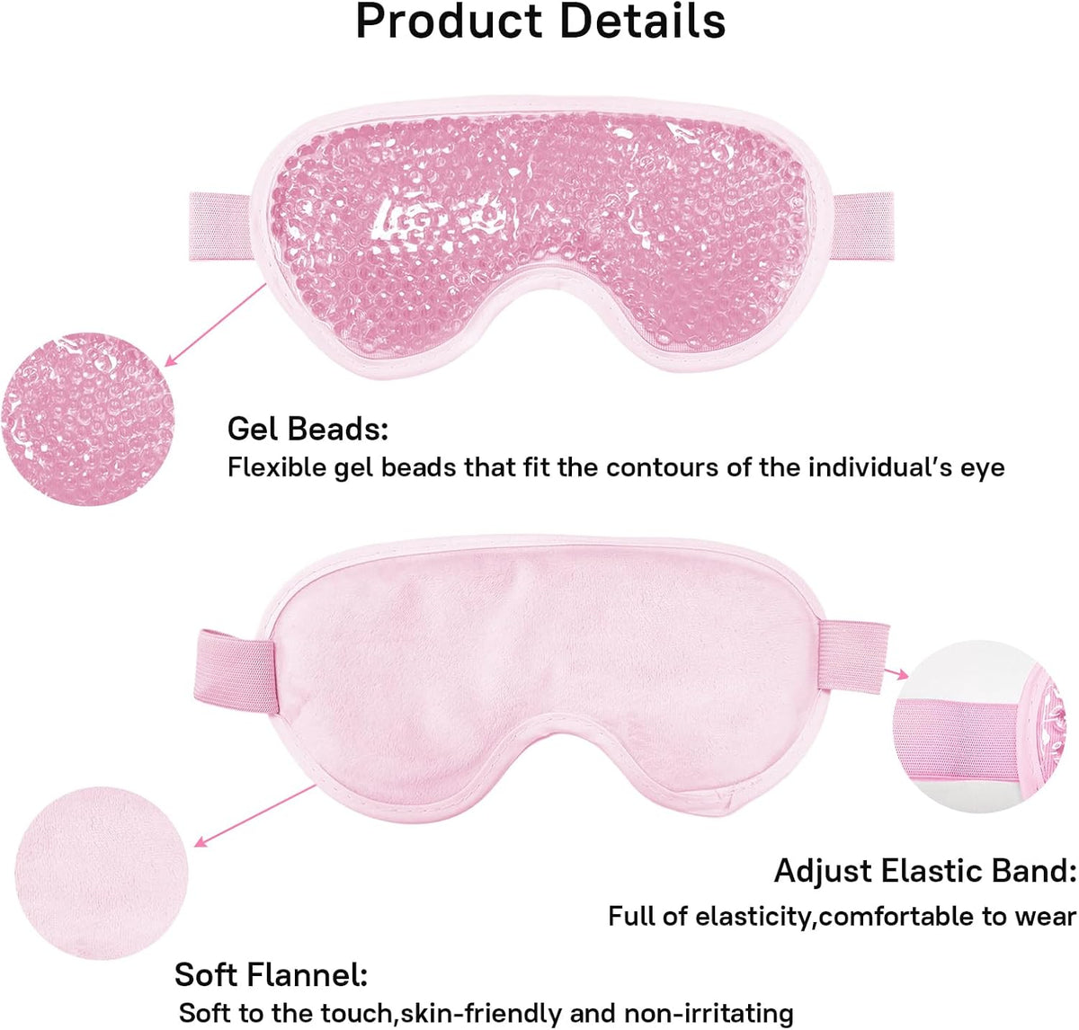 Cooling Gel Eye Mask with Eye Holes, 2 PCS Cold Eye Packs for Puffiness & Swelling, Reusable Hot Cold Compress Heat Ice Gel Pack, Purple and Pink