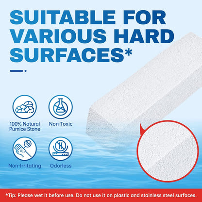 Vacplus Toilet Brush, 2 Pack, 100% Pumice Stone, Long Handle | Toilet Bowl Cleaner, Pool, Bathroom Sink, Removes Limescale Rust