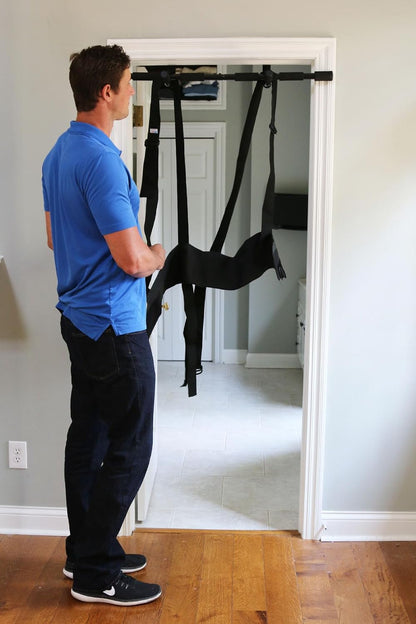 Sit and Decompress Back Stretcher 3 Minutes A Day Lumbar Traction Spinal Decompression - Inversion Table Alternative (Small Harness No Bar)