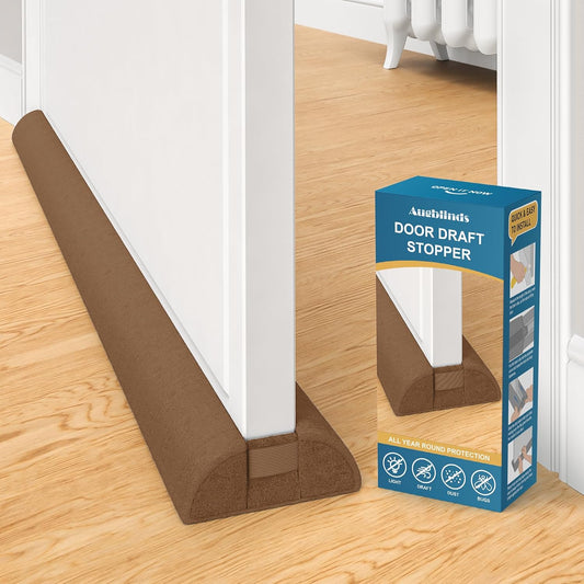 Augblinds 2X Double-Sided Door Draft Stopper, Adjustable 36 in, Gray | Soft Plush Cover and Dual Foam Tubes, Fits 30-36 Inch Doors, Helps Reduce Drafts, Light and Noise, Machine Washable