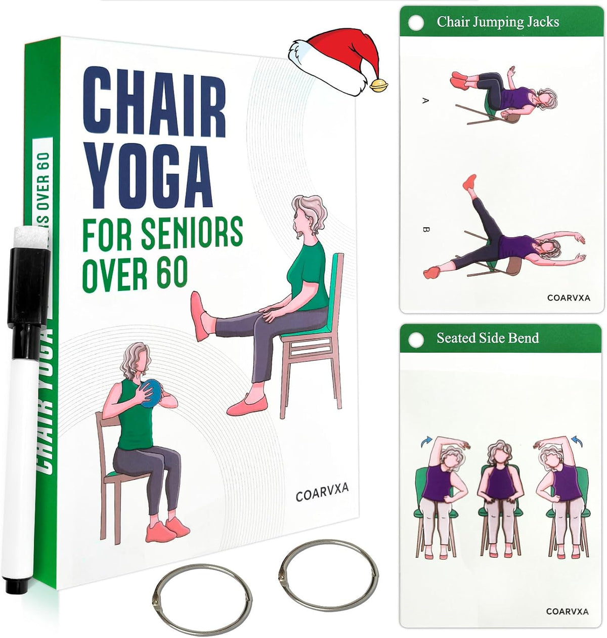 Bodyweight Workout Cards for Women & Men-50 Bodyweight Workout Cards，Includes 2 Rings& Dry-Erase for Easy Organization-Home, Gym or Studio (Bodyweight)