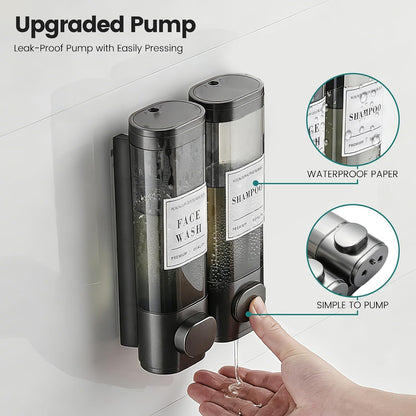 Wall Mounted Shower Soap Dispenser 3 Chamber,No Drill Shower Dispenser | Shampoo and Conditioner Dispenser for Bathroom Hotel Large Capacity, each 300ml with two waterproof labels,Gold