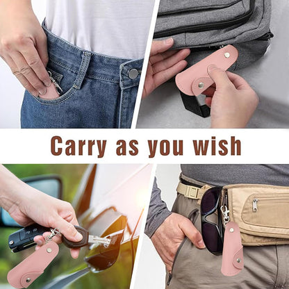 Metal Shoe Horn with Holster, 1 Pc Foldable Shoe Horn with Keychain, Travel Mini Stainless Steel Shoe Spoon