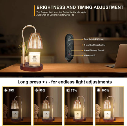 Candle Warmer Lamp with 3 Bulbs, Adjustable Height Dimmable Candle Warmer with Timer, Candle Lamp with Charming Gift Box Ribbon,Birthday Gifts for Women Mom, House Warming Gifts New Home Decor