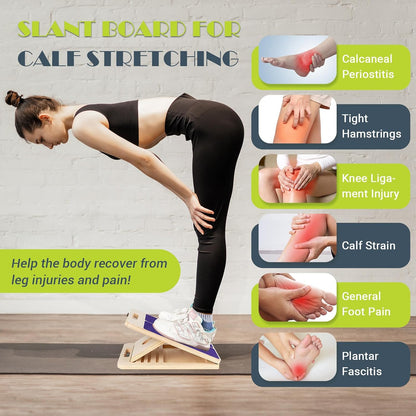 Slant Board Calf Stretching, 300 LBS Capacity Portable Wooden Incline Board