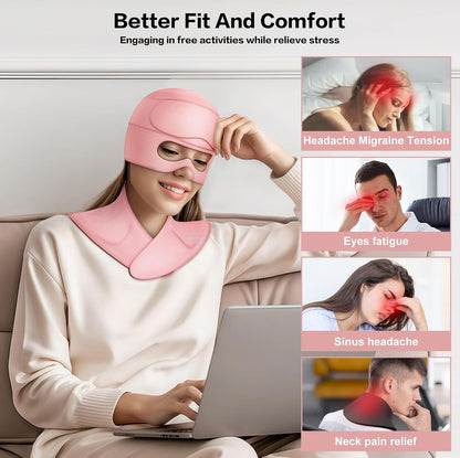 3 in 1 Migraine Relief Cap Neck Ice Pack Wrap Gel and Ice Eye Masks, Detachable Ice Caps with Eyes Masks, Hot and Cold Therapy for Relief of Headaches, Stiff Neck and Eye Fatigue (Purple)