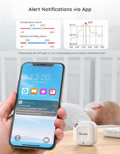 Govee Smart Bluetooth Thermometer Hygrometer H5074, Mini Humidity Sensor | Monitor temp/humidity with alerts, 262ft range. Export 2-yr data, precision sensor, portable. For greenhouse & incubators