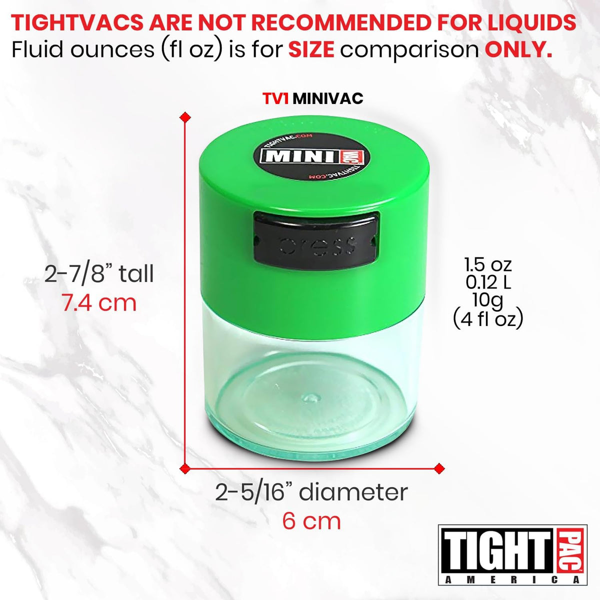 Minivac - 10g to 30 grams Airtight Multi-Use Vacuum Seal Portable Storage Container for Dry Goods, Food, and Herbs - Green Clear