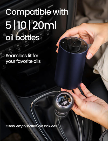 Waterless Essential Oil Diffuser, Rechargeable Scent Diffusers with 3 Mist Levels & Timers, Portable Aromatherapy Diffuser for Home Car Room Studio Office, Black Metal