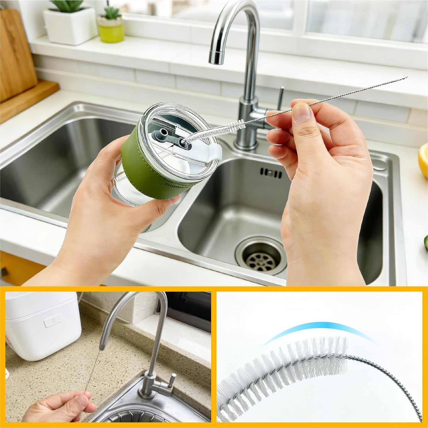King Origin 12 PCS Home Crevice Cleaning Brush Set | Kitchen Bathroom Cup Lid Straw Dryer Vent Gap Cleaning Tools Household Cleaning Supplies