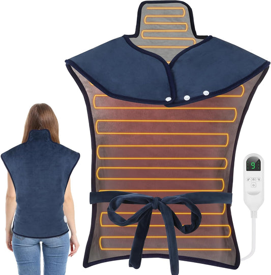 Heating Pad for Neck and Shoulders and Back Pain Relief, Large Size 24”X34” Electric Heating Pad with 9 Heat Setting & 4 Auto-Off Timers - Gifts for Women Men