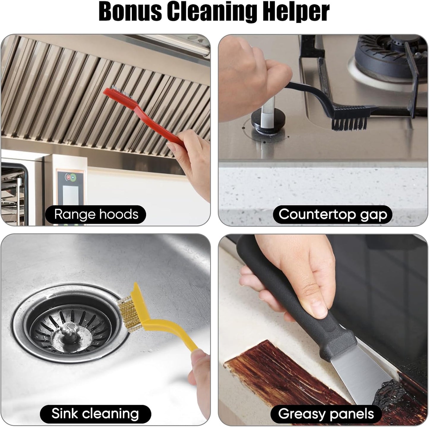 Tedmax 8Pack Crevice Cleaning Brush Set | Durable brushes scraper set for tile grout,sinks, narrow gaps.Effectively removes tough grime,dirt limescale buildup.