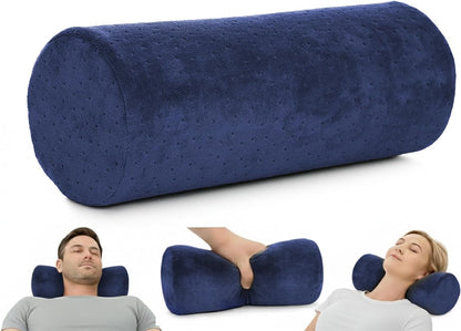 AllSett Health Firm Cervical Neck Roll Memory Foam Pillow, Bolster Pillow, Round Neck Support for Sleeping | Bolster for Bed, Legs, Back and Yoga