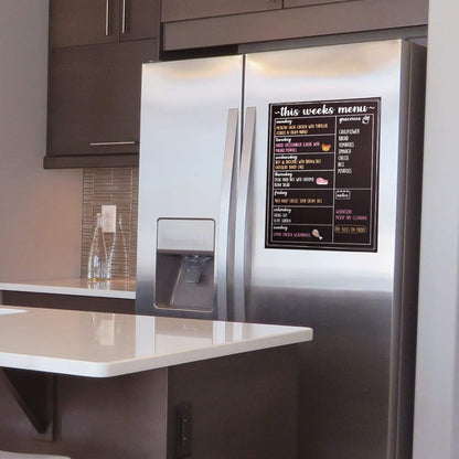 Magnetic Menu Board for The Fridge- Weekly Family Meal Planner with Bright Neon Liquid Markers- Perfect Weekly Planner, Magnetic Dry Erase Board for Meal Planning Grocery List Notes Do List- 12"x 16"