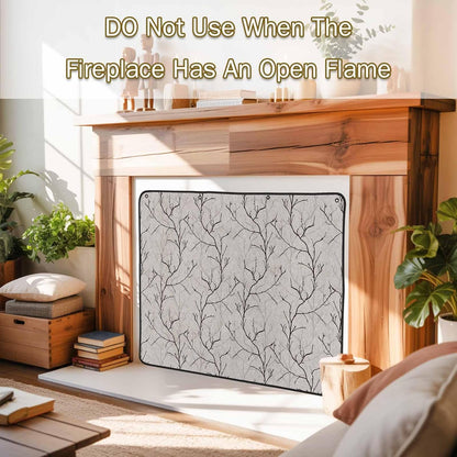 Magnetic Fireplace Cover White Vines Fireplace Screen Decorative Flowers Leaves Tree Branches Insulation Fireplace Blocker Blanket Save Energy Fireplace Draft Stopper Covers for Living Room 39x32 Inch