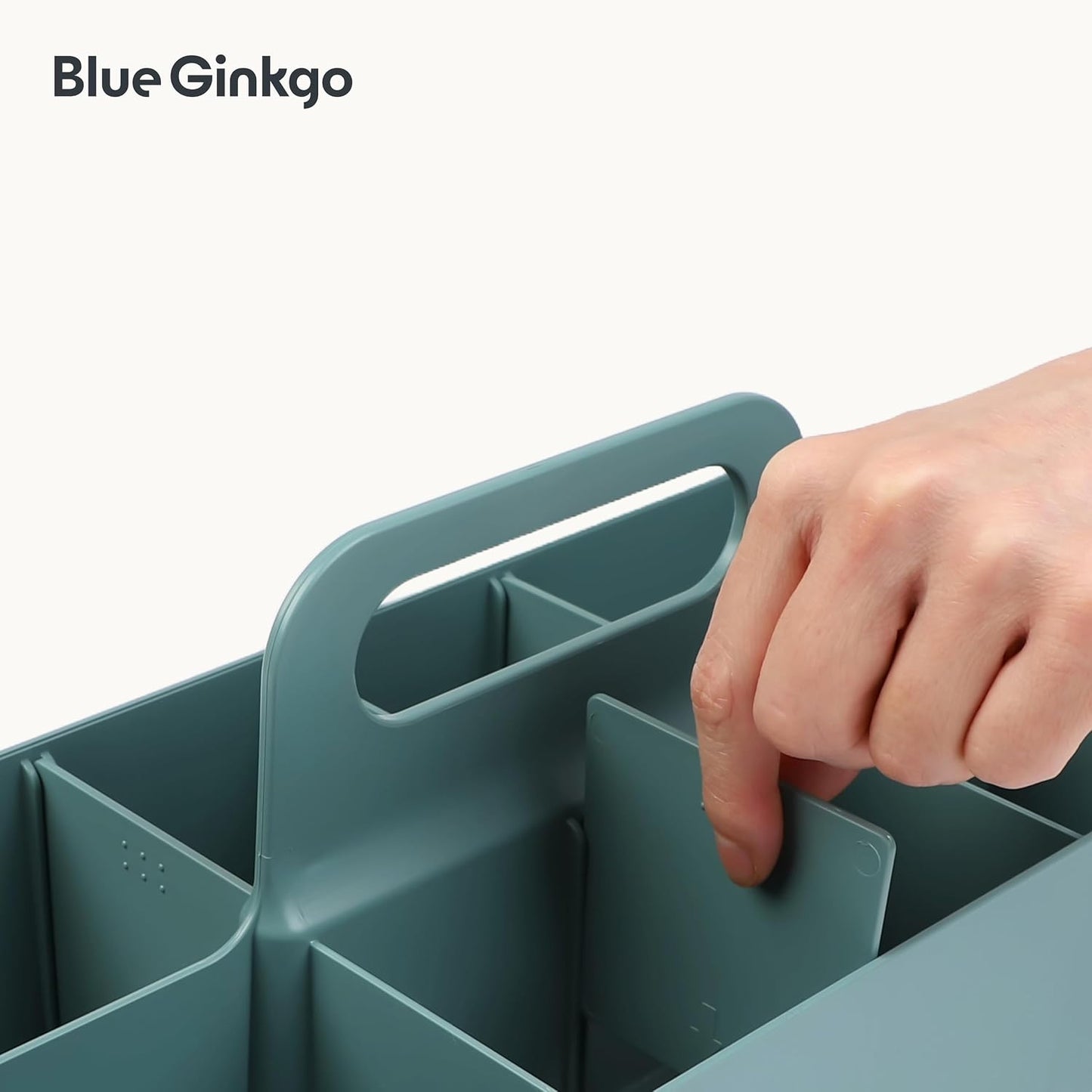 BLUE GINKGO Stackable Organizer Caddy, Rectangle, White, Made in Korea | Portable. Adjustable. Home, Office & School Storage.