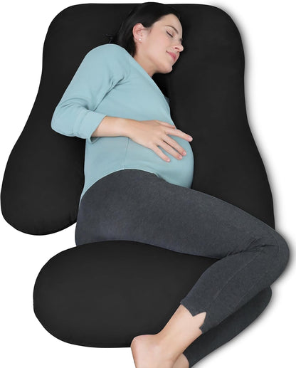 MOON PARK Pregnancy Pillows for Sleeping - 57 Inch U Shaped Full Body Maternity Pillow with Removable Cover - Support for Back, Legs, Belly, Hips - Pregnancy Pillow for Women - Grey