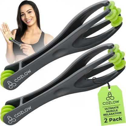 COZLOW Dual Finger Massager - Hand Massage Tool for Knuckles, Palm, Wrist | Cozlow manual hands & fingers massage roller - trigger point therapy for cramps, arthritis, carpal tunnel, muscle pain relief
