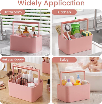 BYUNER Portable Shower Caddy Dorm: Bathroom Caddy Organizer with Handle and Adjustable Dividers,Plastic Shower Basket for Toiletry,Makeup,Vanity,Shower Storage Tote for College, Cleaning Caddy, Black