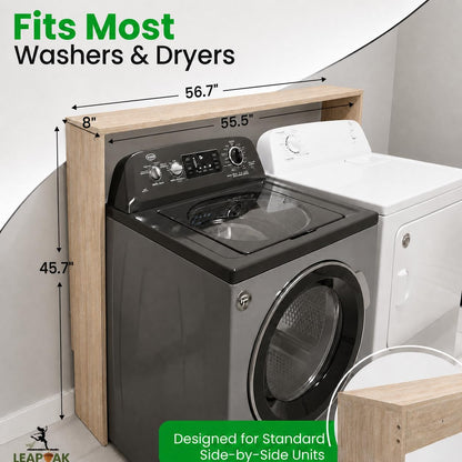 Over the Washer and Dryer Storage Shelf, Laundry Shelf, White | Engineered Wood, Laundry Room Organizer with Side Panels, Wall-Mounted, Top Surface for Folding and Supplies