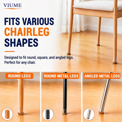 VIUME 24 Pcs Chair Leg Floor Protectors for Hardwood Floors Round | Silicone Covers Felt Pads Furniture Leg Caps Anti-Scratch Reduce Noise Fit (1-5/16" to 2")