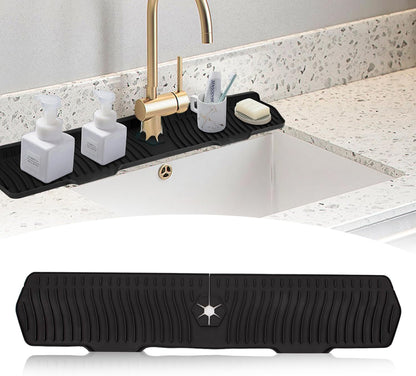 30 Inch Sink Splash Guard,Longer Silicone Sink Mat for Kitchen Bathroom,Kitchen Faucet,Silicone Sink Faucet Mat Splash Guard, Drip Protector Splash Countertop (Grey)