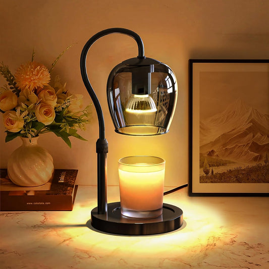 Modern Minimalist Wax Warmer for Jar Candles, Timer & Dimmer | Modern minimalist style. Timer & dimmer safe melt. 2 bulbs & heat-proof base. Perfect for living room, bedroom, or office.