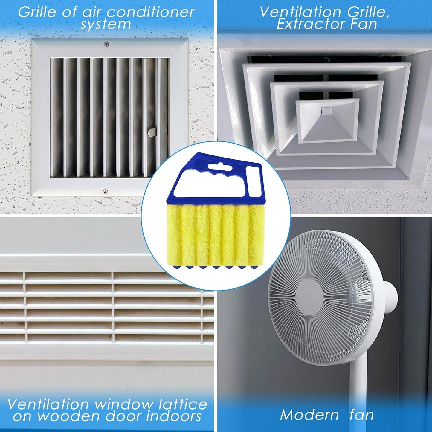 Geiserailie 2 Pcs Window Venetian Blind Cleaner Duster Tool Washable 7 Fingers Dusting Cleaner and Air Vent Shutter Brush Blinds Air Conditioner Fan Duster Dirt Housekeeping Tool (2 Color)