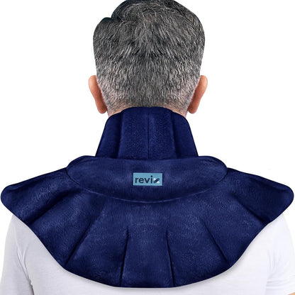 REVIX Microwavable Heating Pad for Neck Shoulders and Back, Microwave Heated Neck Wrap with Moist Heat, Light-Gray