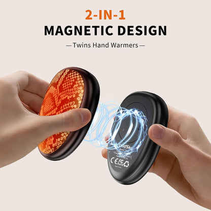 coldSky Rechargeable Hand Warmers 2 Pack, Magnetic 2-in-1 Reusable Electric Hand Warmer, 3 Heat Settings Portable Pocket Hand Heater Gifts for Women Men Christmas, Skiing, Camping, Hunting