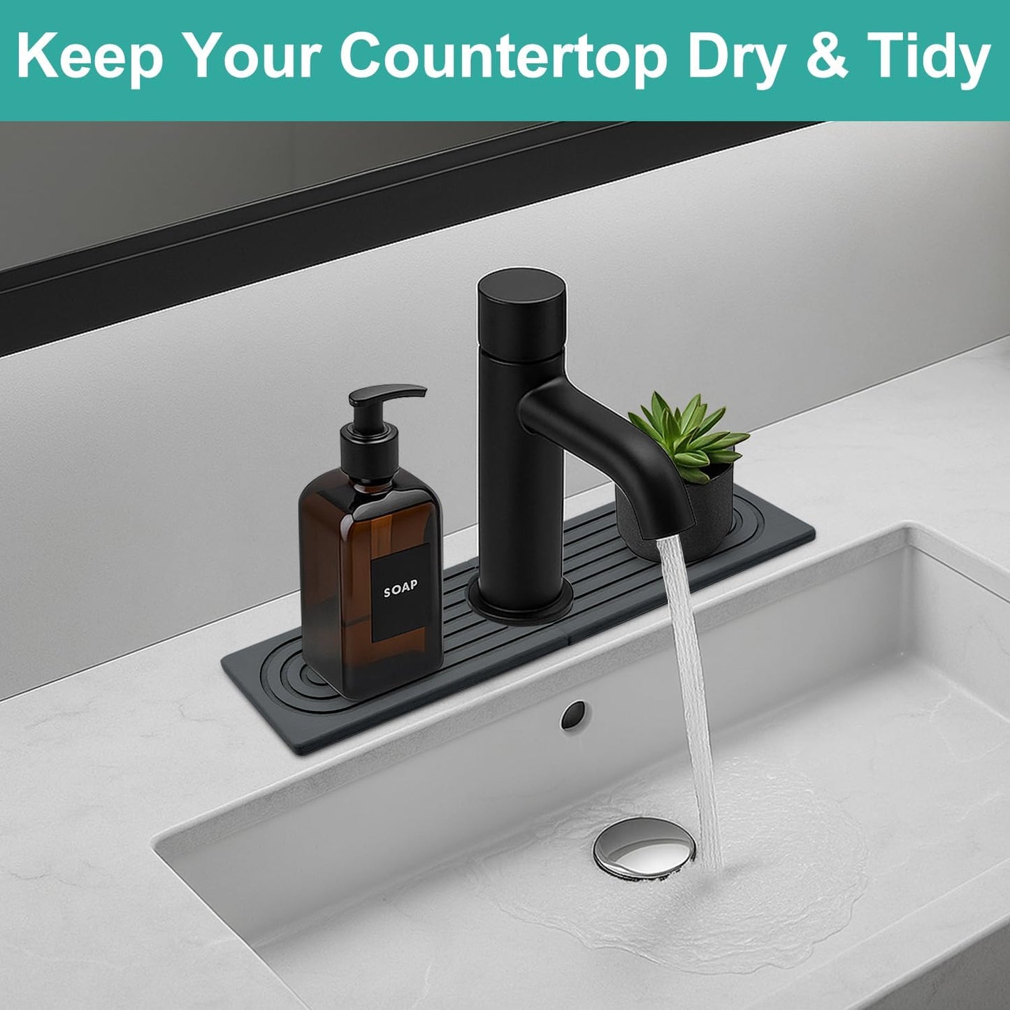 Fast Dry Stone Faucet Mat for Bathroom Sink Kitchen Counter Marble Trays | Small Diatomite Sink Splash Guard White Absorbent Tray Counter Quick Drying Stone Kitchen Diatomaceous Earth Around Faucet