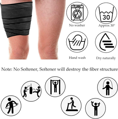 Syhood Compression Bandage Wraps for Leg, Elastic Calf Compression Sleeve Ankle Support, Adjustable Plus Size for Men and Women Stabilising Ligament, Joint Pain, Sports(4 Pieces,28 Inches)