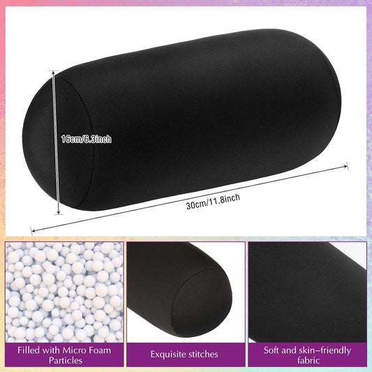 Geelin 2 Pcs Microbead Roll Pillow Bolster Neck Back Support,Violet, Black