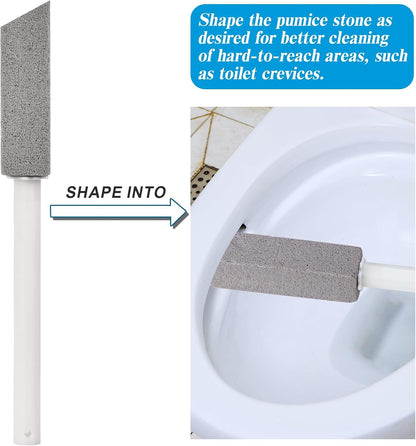 3 Packs Pumice Cleaning Stone with Extra Long Handle, Pumice Stone for Toilet Bowl Clean for Cleaning Toilets, Bathtubs, Grills, Swimming Pools, Sinks