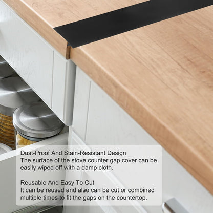 uxcell 1Pcs Kitchen Stove Counter Gap Cover 30"/762mm Silicone Can Be Cut to Any Size Long Kitchen Range Gap Filler for Keeps Stovetop Clean, Black
