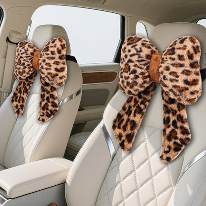 2 Pack Bow Car Headrest Pillows Plush Car Neck Pillows for Travel Driving Office Chair Head Support Cushions, Also Cute Car Decor Accessories (Black)