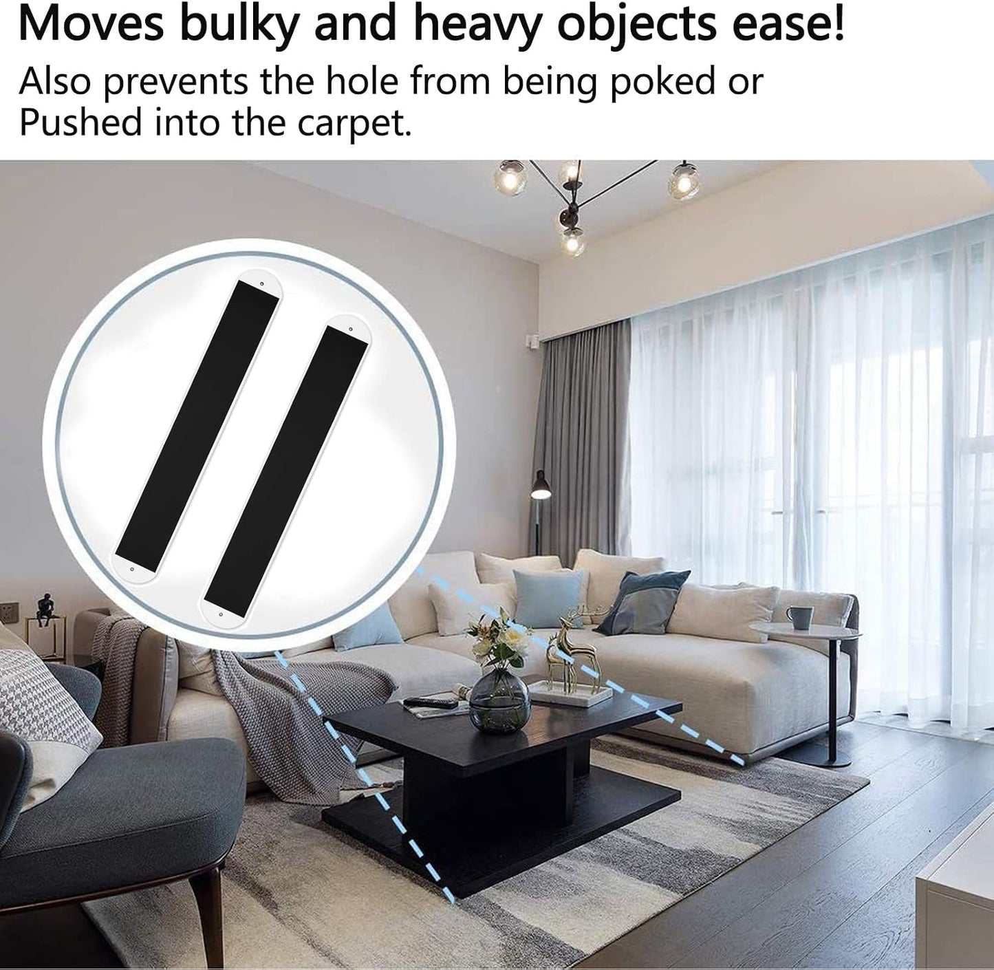 2 Set Large Furniture Sliders with Pull Strap, 4 ft Appliance Moving Sliders, Heavy Duty Furniture Movers Sliders, Furniture Pull Sliders for Carpet and Hardwood Floors (48" x 6.5")