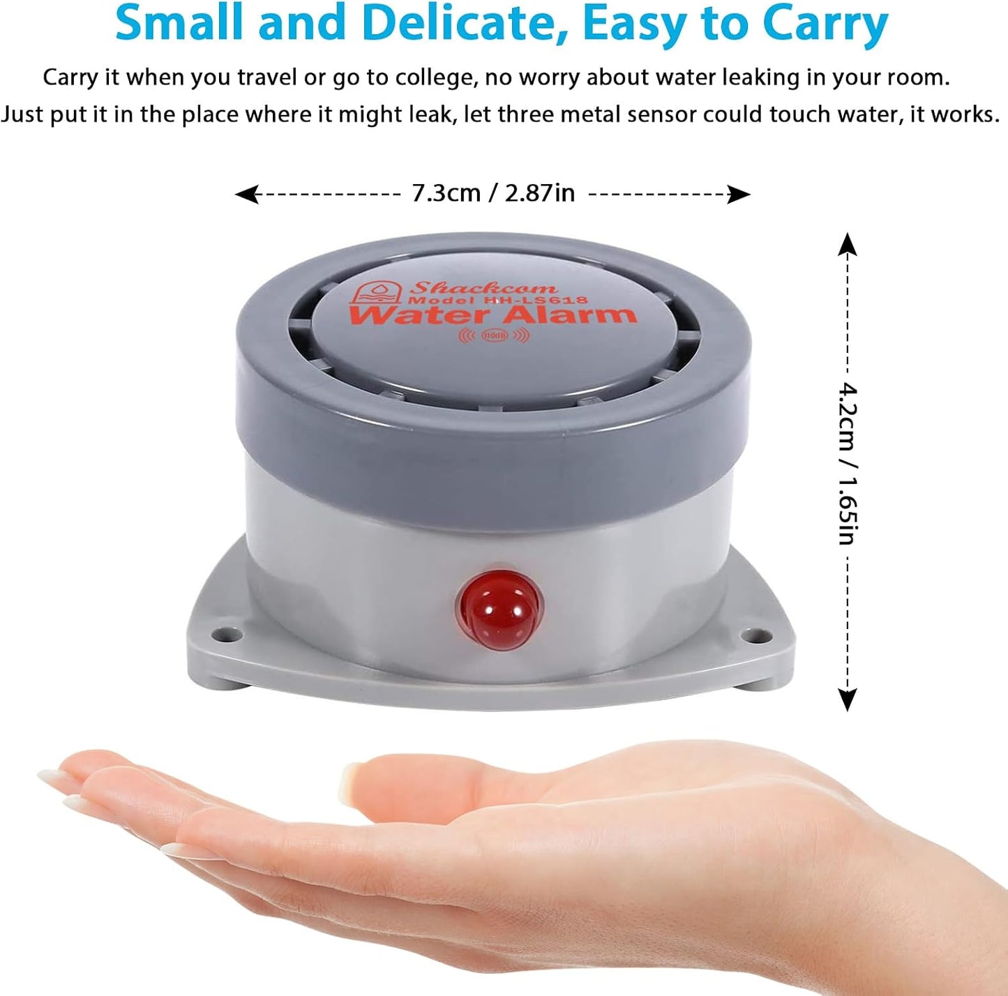 Water Leak Detector 2 Pack, Shackcom Water Alarm 110DB, Wireless, Waterproof & Battery-Operated, Audio and Light Alerts for Bathroom, Kitchen & Home Security ( Battery Not Included )