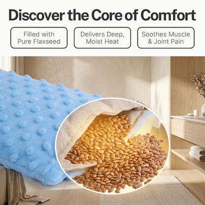 Microwavable Heating Pad with Washable Cover, Flaxseed Microwave Hot Pack, Moist Heat Compress Pillow for Hot & Cold Therapy, Non-Electric & Portable, 11.81 x 5.9 Inch